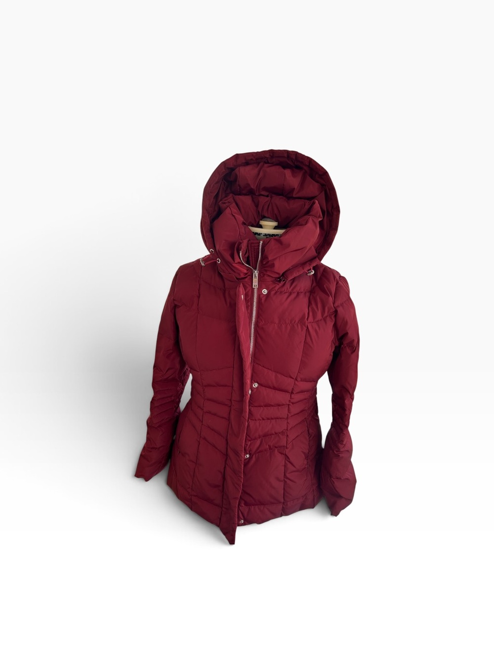 Orolay Woman’s Cranberry Slant Pocket Zip-up Puffer Down Coat Size Medium